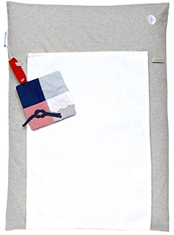 Wickelauflage 50 x 70 | Graue Wickeltischauflage Schmal | Wickelmulde inkl. abnehmbares Frottee Handtuch | Alternative zu Wickelunterlage abwaschbar