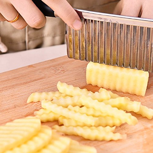 Cuchillo Corrugado Vegetal, Cuchillo Corrugado de Acero Inoxidable para Cortar Patatas, Cuchillo de Cocina de Acero Inoxidable