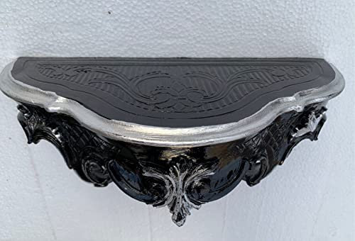Console murale style baroque 30 x 16 mm Noir argenté