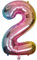 DIWULI Luftballon 2 Geburtstag XL Rosa Regenbogen - Folienballon 2, Zahl 2 Ballon 2 Jahre, Geburtstagsdeko 2. Geburtstag Party-Deko Junge Mädchen, Zahlen-Ballon Groß Dekoration, Zahlen-Luftballon