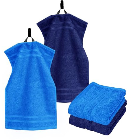 Lashuma Frottee Gästehandtücher 30x50 cm, London 4er Set kleine Handtücher Blau Marine - Capri