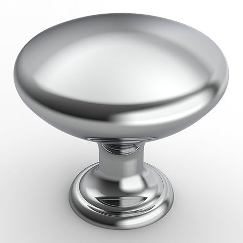 FURNIWARE 12 Pack Cabinet Hardware Knobs, Kitchen Door Cabinet Chrome Plated Round Solid Knobs - 1-1/4 (30mm) Diameter