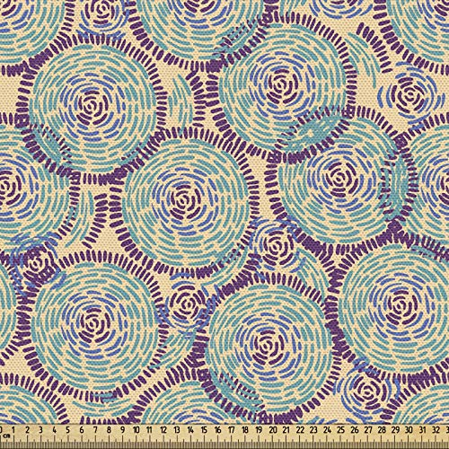 ABAKUHAUS afrikanisch Gewebe als Meterware, Bohemian Kreise Groovy, Dicht Gewebter Stoff zum Nähen Polster Wohnaccessoires, 3M (148x300cm), Lila
