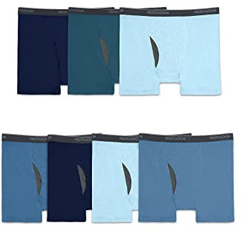 Fruit of the Loom Men's Coolzone Boxer Briefs, Moisture Wicking & Breathable, Assorted Color Multipacks, Big Man - 7 Pack - Assorted Blue, 5XL Big