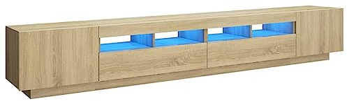 vidaXL Mobile Porta TV con Luci LED Rovere Sonoma 260x35x40 cm