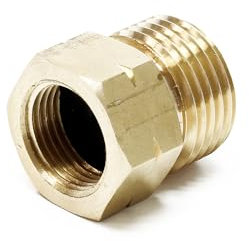 Wiltec Ersatzteil für Unkrautbrenner bis 2000° – Adapter Reduzierstück – Ersatz Verbinder für Gasschlauch mit 20 mm BSPP 1/2 AG links auf 16 mm BSPP 3/8 IG links