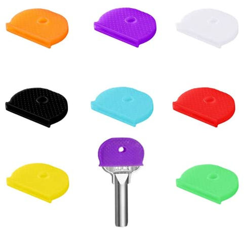 FYACCD 8 Pcs Couvres Clés, Caches de Clés Flexibles, Cap Clé Colorées, Couvre-Clés Étiquettes, Caoutchouc Identifiant de Clé Couvre-Clés, pour Identification Clé, 8 Couleurs