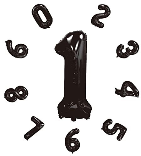 Zahlen Luftballon ca.101cm, Folienballon Zahl 1 Schwarz, Helium Folienballon für Geburtstagsdeko, Party Deko,Neujahrsdekoration, Jubiläumsdekoration, Hochzeitsdeko (Schwarz, #1)