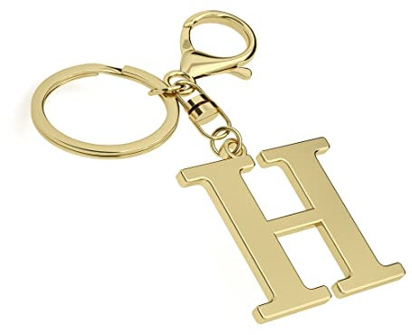 Edelstahl Gold Buchstabe A-Z Schlüsselanhänger für Damen Herren, Initiale Buchstabe Anhänger mit Schlüsselring, Charms für Schlüsselrucksack Tasche, Gold-H, Durchschnittliche Größe