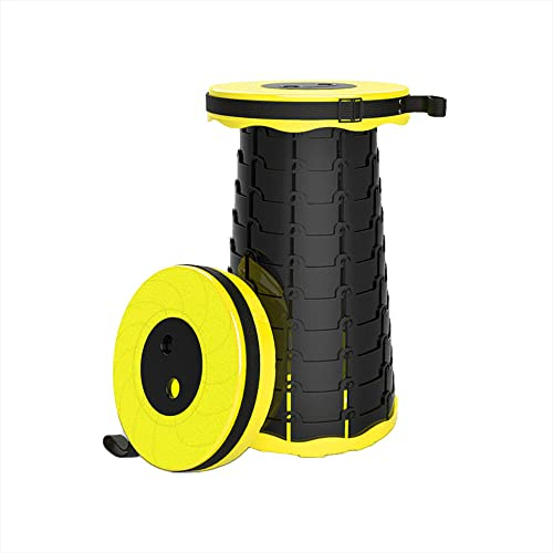 G-LIKE Tragbarer Klapphocker Campinghocker Teleskop-Hocker – Leichter Klappsitz für Camping Angeln Picknick Urlaub Reisen Wandern BBQ Outdoor Zusammenklappbar Verstellbar Klappstuhl Hocker (Gelb)