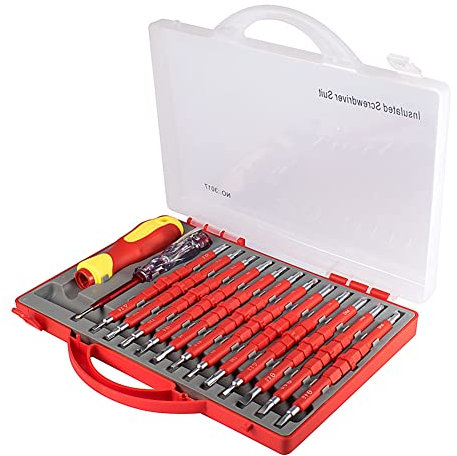 Iegefirm de Destornilladores EléCtricos Aislados de 26 Piezas de 1000 V de Destornilladores EléCtricos Profesionales de Herramientas para Hombre con Estuche