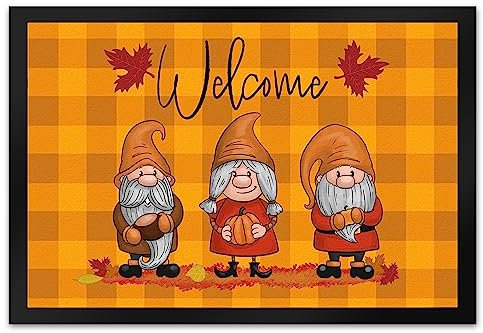 speecheese Welcome Wichtel Fußmatte XL in 40x60 cm in herbstlichen Farben als Dekoration zur Herbstzeit für Frauen und Wichtelliebhaber Herbststimmung Fußabtreter gemütlich Türmatte
