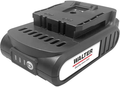 WALTER Li-Ion Akku 20V / 2000 mAh passend für WALTER Akku-Laubsauger/Akku-Laubbläser, Zusatzakku, Ersatzakku, Kurze Ladezeit, Langlebig und einfache Handhabung, Robustes Gehäuse