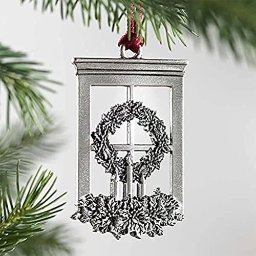 Christbaumschmuck aus Massivem Zinn Zum Aufhängen, Engel, Schneemann, Anhänger mit Rotem Seil für Weihnachten, Basteln, Festliche Feiertage, Heimdekoration(Kerze)