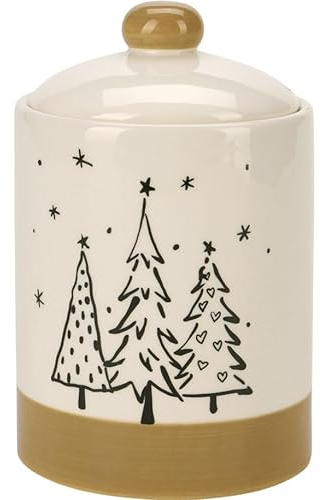 Keramik Vorratsdose Christmas Tree mit Deckel - Keksdose Plätzchendose Weihnachten 12x18cm
