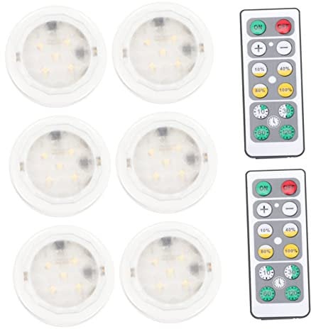 Angoily 12 Stk Batterieleuchten Im Schrank Fernbedienung Lichter Mini-nachtlicht Schrankleuchte Zum Aufkleben Dimmbare Nachttischlampe Kleines Pucklicht Ferngesteuerte Lichter Weiß Abs Led