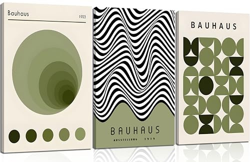 WSTUKVV Moderne Leinwand-Wandkunst, Bauhaus 1923, Bauhaus 1923, abstrakte geometrische Drucke, schwarze Linie, Gemälde für Wohnzimmer, Schlafzimmer, Esszimmer, Wanddekoration, gerahmt