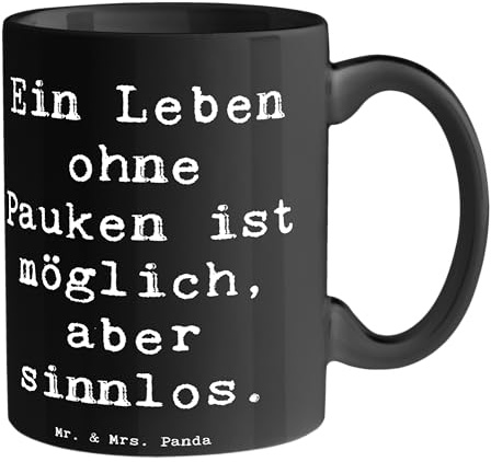 Mr. & Mrs. Panda Tasse Spruch Pauken Leben - Geschenk, Becher, Schlagzeug, Pauken ist sinnlos, Geschenkideen, Porzellantasse, Timpani, Kaffeetassen,