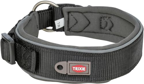 TRIXIE Premium Hundehalsband Gr. L–XL, 53–62 cm/50 mm – schwarz | Stufenlos verstellbar und weich neoprengepolstert – angenehmer, sicherer Sitz für entspannte Spaziergänge