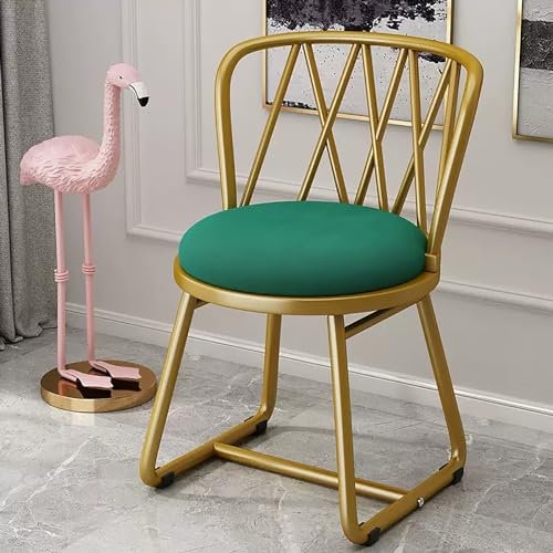 Makeup Chair with Backrest - Multifunctional Wrought Iron Vanity Chair for Bedroom Living Room Kitchen - Bow Creative Make Up Chair