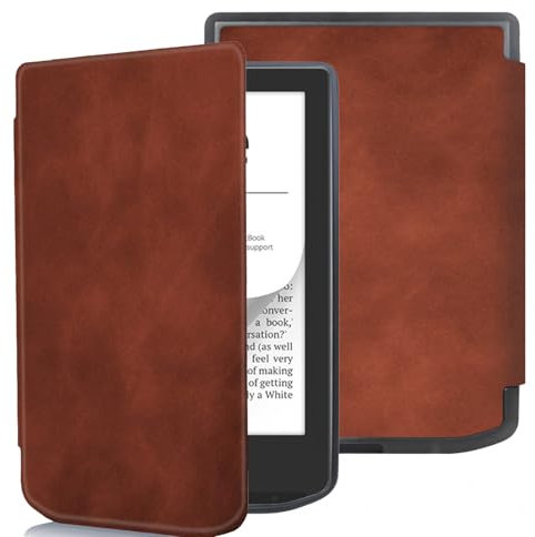 Étui pour Pocketbook Verse/Verse Pro/Verse Color/Vivlio Light/Light HD pour Pocketbook Smart Slim Light - Étui pour liseuse Pocketbook Vivlio Light avec fonction veille/réveil automatique (marron)