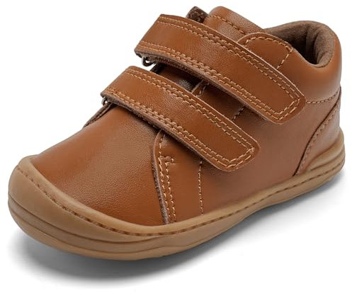 IceUnicorn Lauflernschuhe Kinder Jungen Kinderschuhe Mädche Weich rutschfest Kindergartenschuhe Leder Barfußschuhe Kinder Lederschuhe(Klassisch Braun, 24EU)