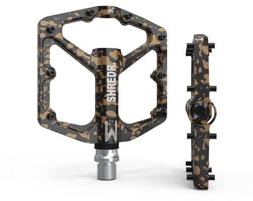 Shredr. Flat Pedale für MTB | Superleichte Flatpedals fürs Mountainbike | In 2 Größen | Nur 320 Gramm | Special Edition Colors (Bronze/schwarz, M)
