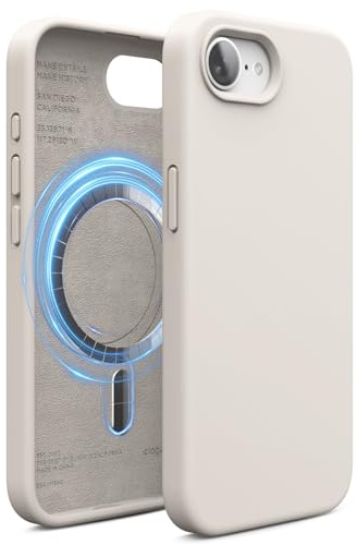elago Magnetic Silicone Case for iPhone 17e & iPhone 16e | Compatible with MagSafe, Soft grip, Shockproof, Full Body Protective Cover, Slim, Anti-Scratch Soft Microfiber Lining (Stone)