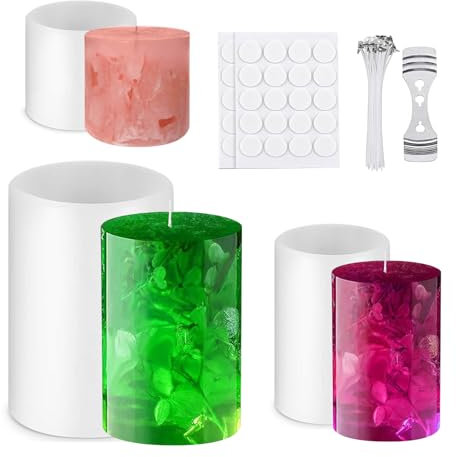 HuaMuDM 3 Stück Kerzenform Silikon Rund,Silikonform Kerzen, kerzengießform,Kerzenformen Zum Gießen Set,Kerzen Silikonformen Gießformen,3D DIY Silikonformen Kerzen,Kerzenform Bubble Kerzen Kit