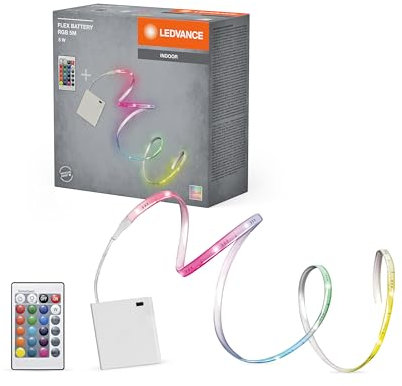LEDVANCE FLEX LED-Lichtstreifen mit Akku-Betrieb, 5 W, RGB-Farbsteuerung, 5 m Länge, dimmbar, flexibel und biegsam, für Innenraumanwendungen geeignet, LED nicht austauschbar