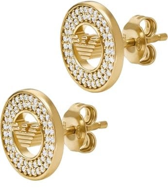 Emporio Armani Damen Ohrringe aus Edelstahl oder Halbedelsteinen mit Push-Back-Verschluss, Weiches Gold