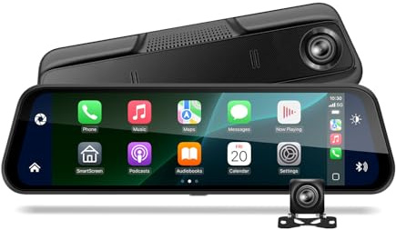S910 Apple CarPlay/Android Auto Mirror Monitor with Front & Rear Dash Cam Reversing Camera