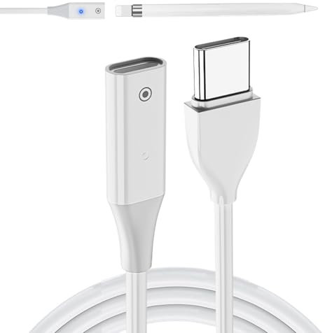 Cargador Apple Pencil 1ª Generación, Cable USB Cargador Apple Pencil, Cable USB C a iPencil, Cable de 1 Metro para Cargar Apple Pencil de Forma Segura, Compatible con Dispositivos USB-C