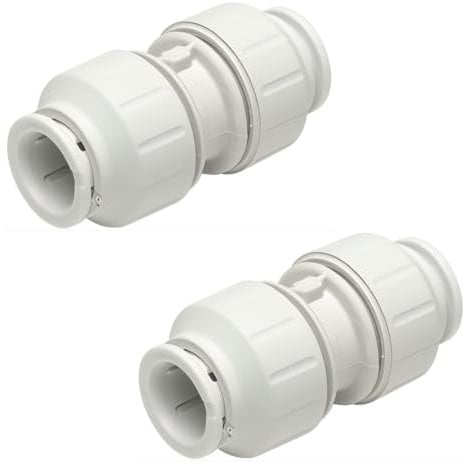 JD Brands 15mm Push Fit Straight Connectors (2 Pack) | Tool-Free Pushfit Plumbing Fittings for 15mm Copper & Plastic Pipes | Easy-Fit Radiator & Water Pipe Fittings – Equal Straight Push-Fit Joint