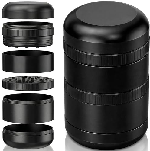 Viberium Grinder Metallo 60mm, Grinder Belli Tritino, Grinders Kit Original | Accessori per Erbe, Herb Crusher Professionale, Macinino, 4 Pezzi, Nero