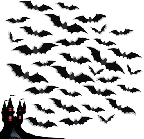 120 Stück schwarzen Fledermaus-Aufklebern für Halloween, 3D Fledermäuse Deko Wandaufkleber, gruselige Fledermaus-Wanddekoration, gruselige Fledermaus-Dekoration für Party Dekoration