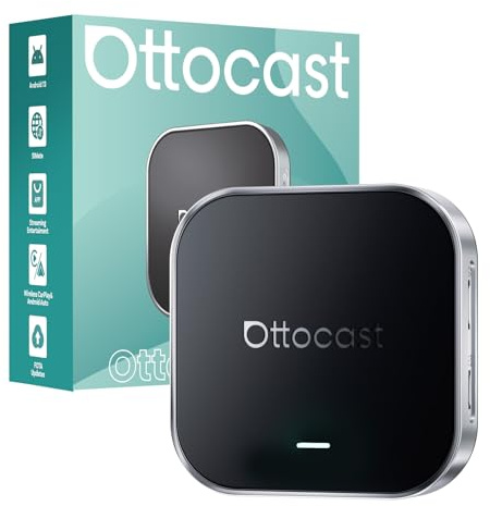 OTTOCAST OttoAibox E2 2026 Upgraded, Wireless CarPlay & Android Auto AI Box | 3-in-1 Wireless CarPlay Adapter Dual WiFi & Cloud SIM 3.0, Split Screen, Bluetooth 5.0, FOTA Update