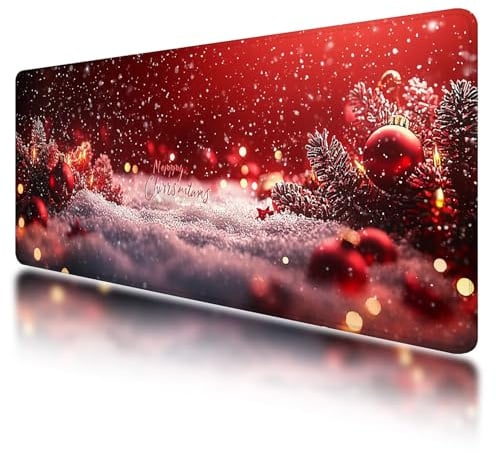 Mauspad XXL 800x400 mm, Gaming Mauspad XXL Rot, Schreibtischunterlage Weihnachten, Gaming Mousepad Groß mit rutschfeste Gummibasis, Spezielle Oberfläche, Wasserdicht Mousepad für Laptop, Büro, O-66