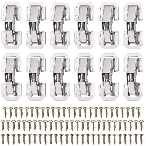 Nevoluxer Bisagras para puerta de armario (4 unidades, 77 x 32 mm, bisagras ocultas de 90 grados, con 80 tornillos para puertas de cocina y muebles, estables y duraderas) (STANDARD, individuo, 10)