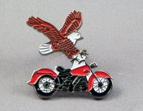 Metall-Emaille-Brosche, personalisierbar, Biker Reiter Chopper & Adler
