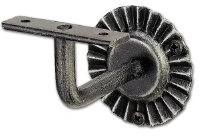 Stiegengriffstütze m. Winkel, Ros. ø 80, Wandab. 90, schwarz lackiert, patiniert ; 1 Stück