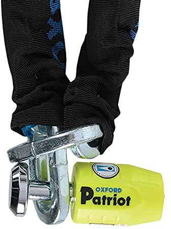 Oxford Products OF797 Patriot Chain & Padlock. Motorcycle Sold Secure Gold. 1.5M, Black/Blue/Yellow, 2.0M