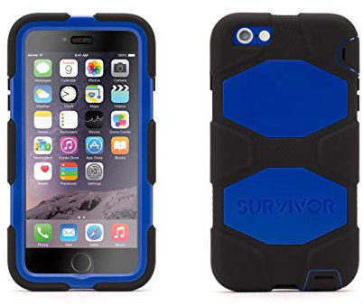 Griffin Survivor Étui de téléphone Portable Tout Terrain 14 cm (5,5) Noir, Bleu - Étuis de téléphone Portable (Coque, Apple, iPhone 6 Plus, 14 cm (5,5), Noir, Bleu)