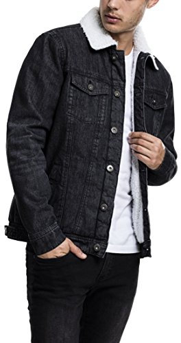 Urban Classics Herren Sherpa Denim Jacket Jeansjacke, Schwarz (Black Washed 709), M