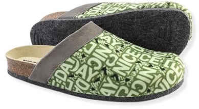 Pantoffelmann Filzclogs mit Nice Day Aufdruck I Größen 36–42 I Atmungsaktive Hausschuhe mit ABS Sohle I Rutschfeste Pantoletten mit Kork-Fußbett I Filzhausschuhe für Damen & Herren