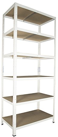 Shelf Creations BASIC Schwerlastregal 200x120x60cm weiß 6 Böden Steckregal Kellerregal Lagerregal Werkstattregal Archivregal Haushaltsregal Ordnerregal Metallregal Garagenregal Fachbodenregal