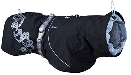 Hurtta Drizzle Regenjacke für Hunde, Wasserdicht Hundemantel mit Reflektoren, Schwarz 80 cm