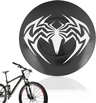 Bike Headset Cap, Bicycle Headset Top Cover Front Fork Stem Top Caps, Black Spider Pattern Round Mountain Bike Stem Top Cover Bicycle Headset (Black)
