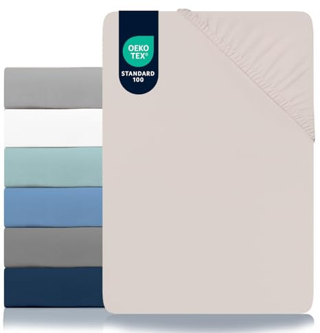 Dreamzie - Spannbettlaken 80x200cm - Mikrofaser Oeko TEX Zertifiziert - 100% Polyester - Spannbetttuch 80x200 Kinder - Beige