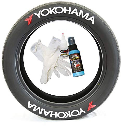 Adesivi per pneumatici Yokohama con logo, colla permanente fai da te su pneumatici bianchi con colla e detergente per ritocchi da 2 oz